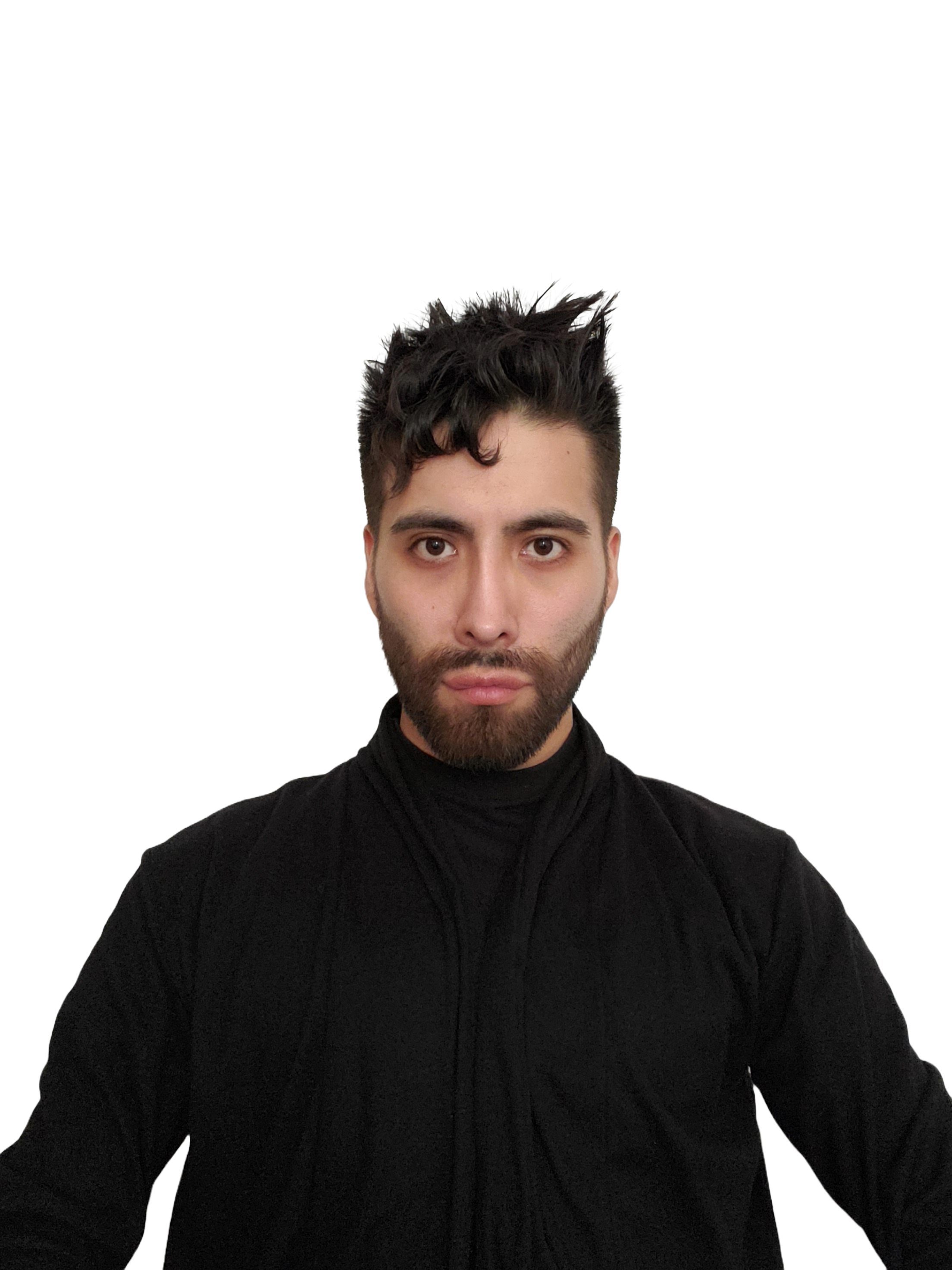 Abstract split portrait of Pedro Rodas — AI and software engineer